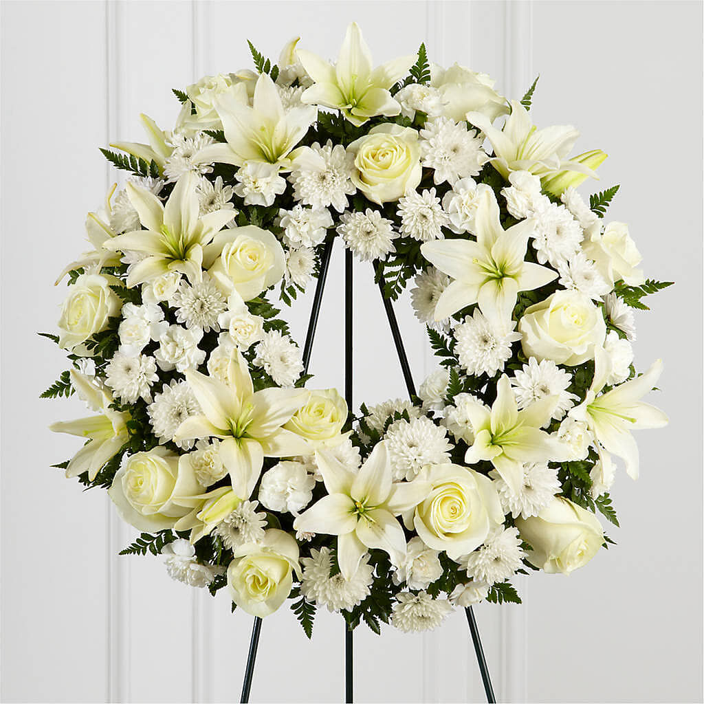 Treasured Tribute Wreath – CHURCHLAND'S VILLAGE FLOWER SHOP INC, Portsmouth VA
